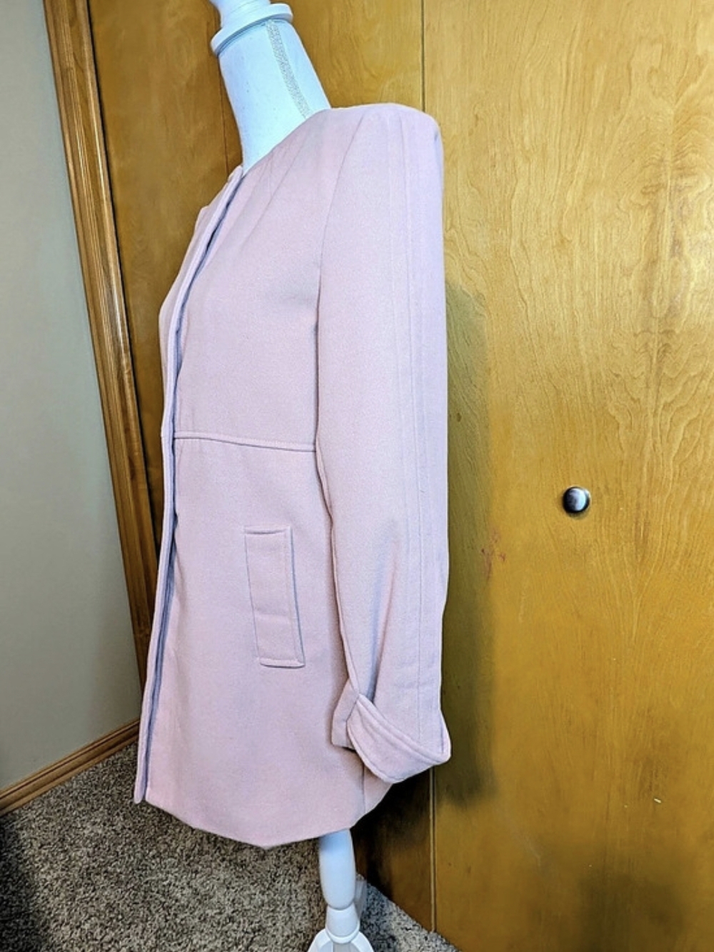 Esley Womens Chic Small Pink Pea Coat Size Small NWT - Picture 6 of 9